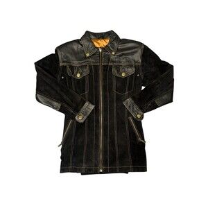 Beyond Leather Black Suede Jacket Women’s M Western Stitch Moto Rare 90s Vintage